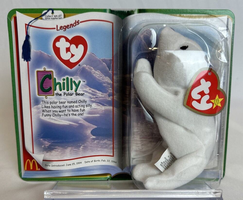 NEW! TY CHILLY The Polar Bear 1994 Mc Donalds Beanie Baby RARE RETIRED